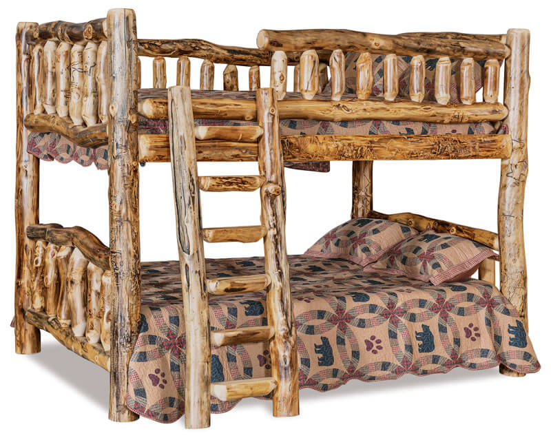 Fireside Log Furniture Extra Long Full Bed Over Queen Bunk Bed Aspen