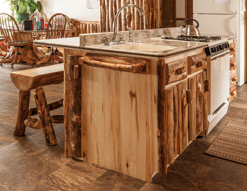 Fireside Log Furniture Kitchen Island Custom Application