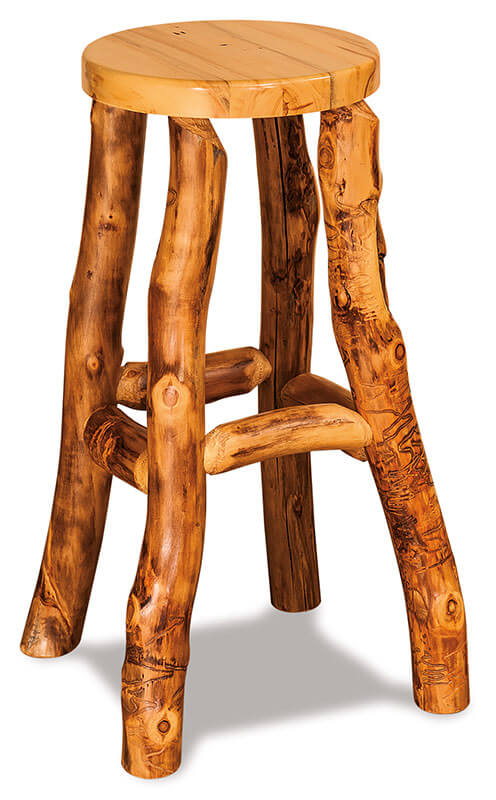 Fireside Log Furniture 13 inch Round Bar Stool Aspen