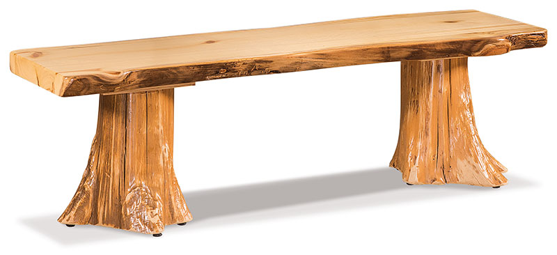 Fireside Log Furniture Flat Bench with Stumps Aspen