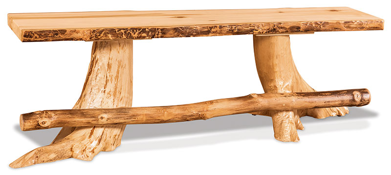 Fireside Log Furniture Flat Stump Bench with Footrest Aspen