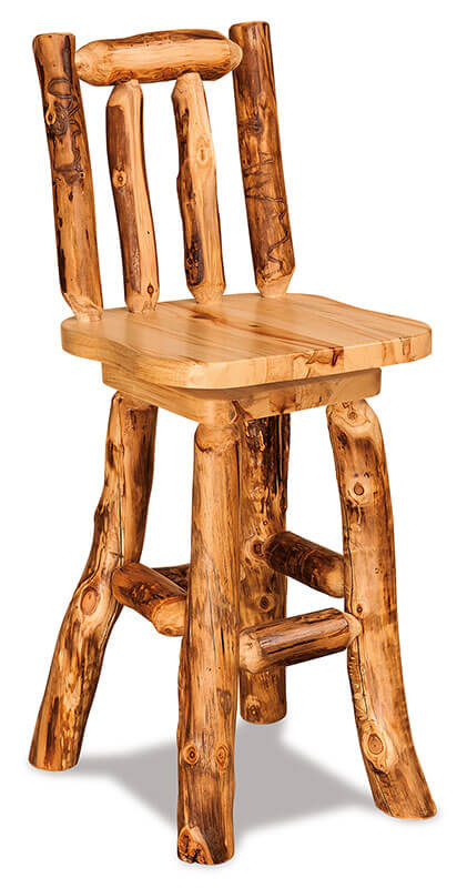 Fireside Log Furniture Swivel Bar Stool with Back Aspen
