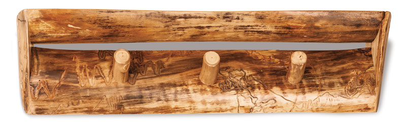 Fireside Log Furniture 3 ft. Slab Shelf with Pegs Aspen