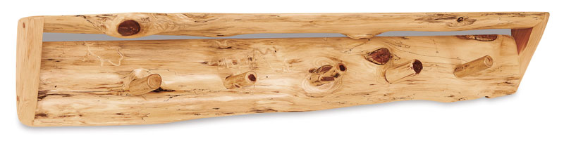 Fireside Log Furniture 5 ft. Slab Shelf with Pegs Red Cedar