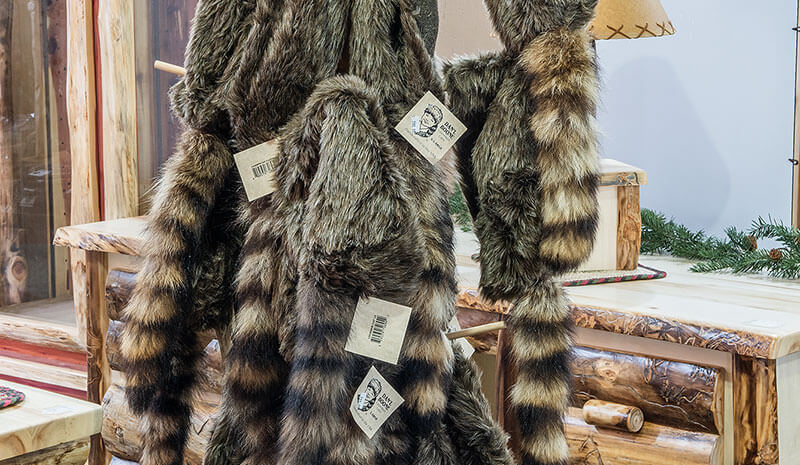 Dutchman Log Furniture Showroom Racoon Hats