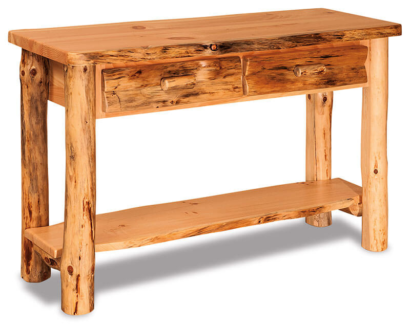 Fireside Log Furniture Sofa Table with Drawers